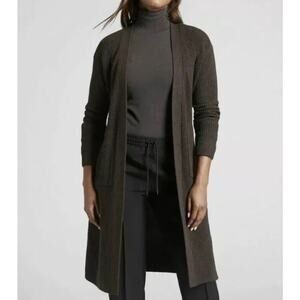 ATHLETA | Scenic Wrap Long Cardigan Sweater Wool Walnut Brown Quiet Luxury Sz S